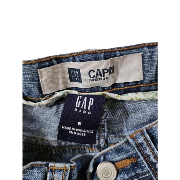 Gap Kids Girls Jeans Capri Stretch Denim Blue Size 6 - Picture 2 of 2